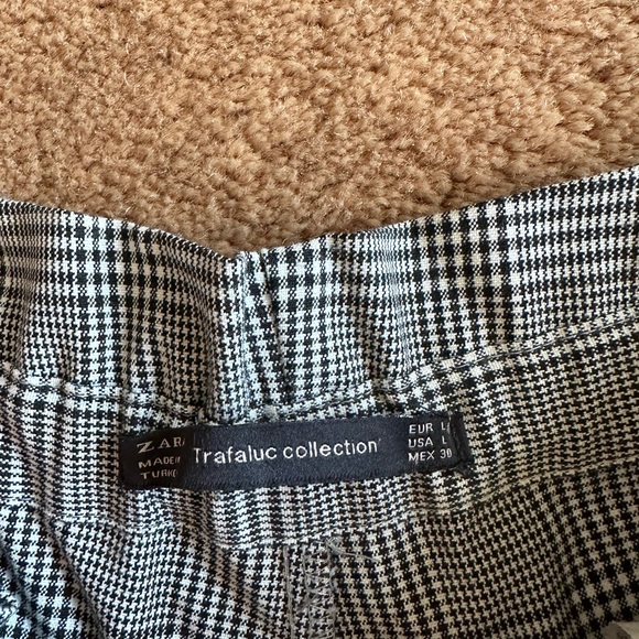 ZARA grey plaid paper bag trousers with a tie - Picture 3 of 3
